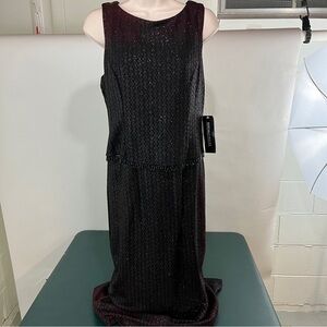 NWT Social Circles Dress Size 10 Glitter Boucle Black/maroon
